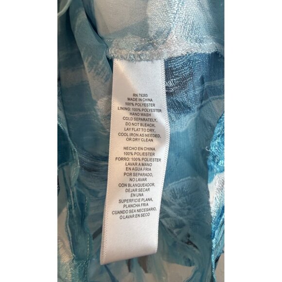 Alex Evenings Size 3X Blouse 3/4 Sleeve Layers Asymmetrical Aqua Floral NEW - Picture 4 of 10